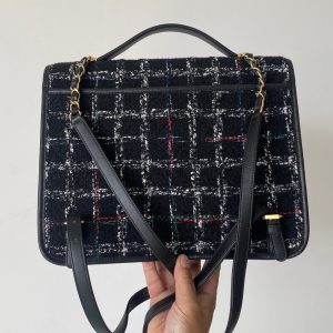 CC 2025 Tweed School Memory Mini Top Handle Flap Black