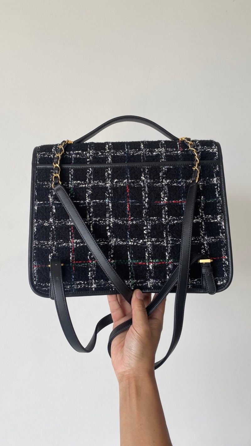CC 2025 Tweed School Memory Mini Top Handle Flap Black