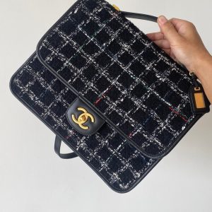 CC 2025 Tweed School Memory Mini Top Handle Flap Black