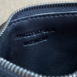 YSL Zip Card Case Black Croc Embossed Leather