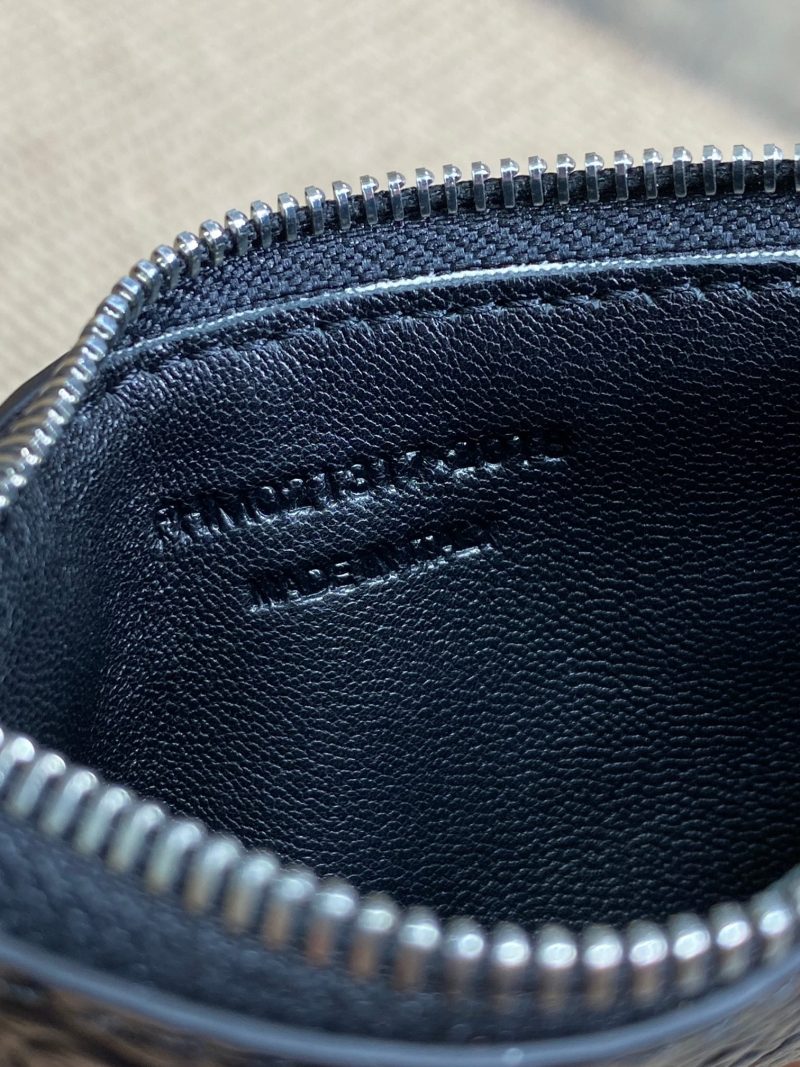 YSL Zip Card Case Black Croc Embossed Leather