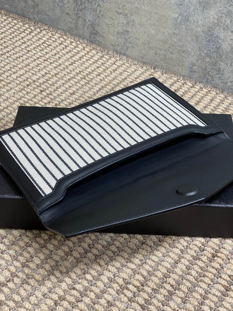 YSL 22s Uptown Pouch Clutch Bag Black White Canvas GHW