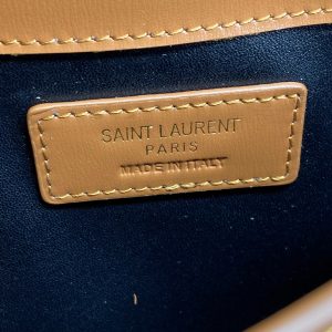 YSL 22s Uptown Pouch Clutch Bag Beige Brown Canvas GHW