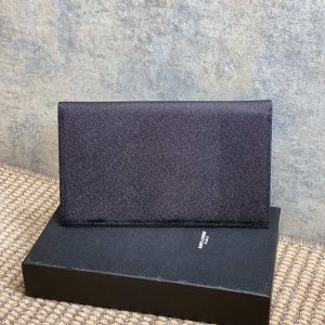 YSL 22s Uptown Pouch Clutch Bag Black Cowhide GHW