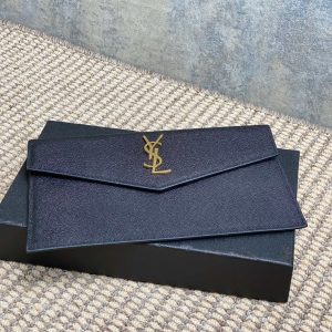 YSL 22s Uptown Pouch Clutch Bag Black Cowhide GHW