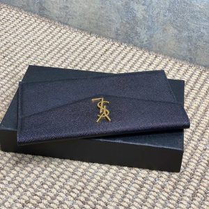 YSL 22s Uptown Pouch Clutch Bag Black Cowhide GHW