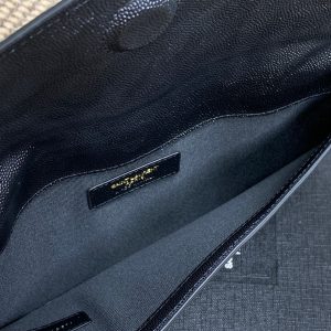 YSL 22s Uptown Pouch Clutch Bag Black Cowhide GHW