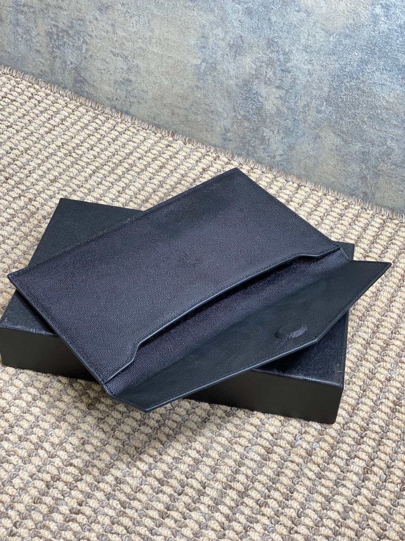 YSL 22s Uptown Pouch Clutch Bag Black Cowhide GHW