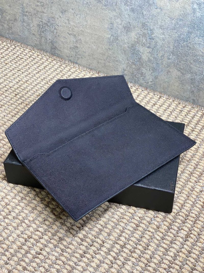 YSL 22s Uptown Pouch Clutch Bag Black Cowhide GHW