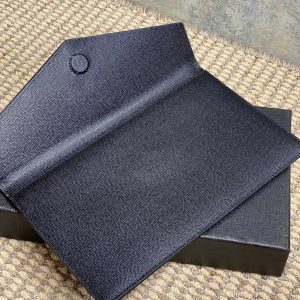 YSL 22s Uptown Pouch Clutch Bag Black Cowhide Sliver HW