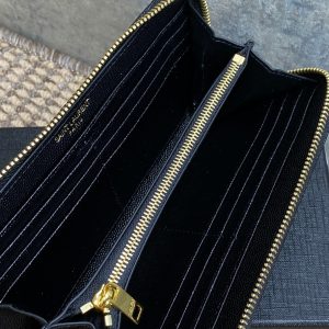 YSL Zippy Long Wallet Black Caviar Cowhide GHW