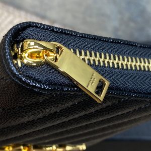 YSL Zippy Long Wallet Black Caviar Cowhide GHW
