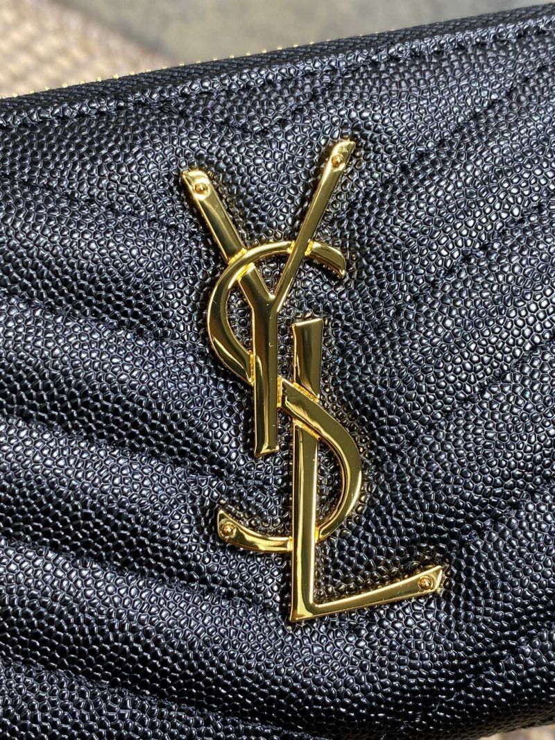 YSL Zippy Long Wallet Black Caviar Cowhide GHW