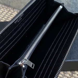 YSL Zippy Long Wallet Black Caviar Cowhide Sliver HW