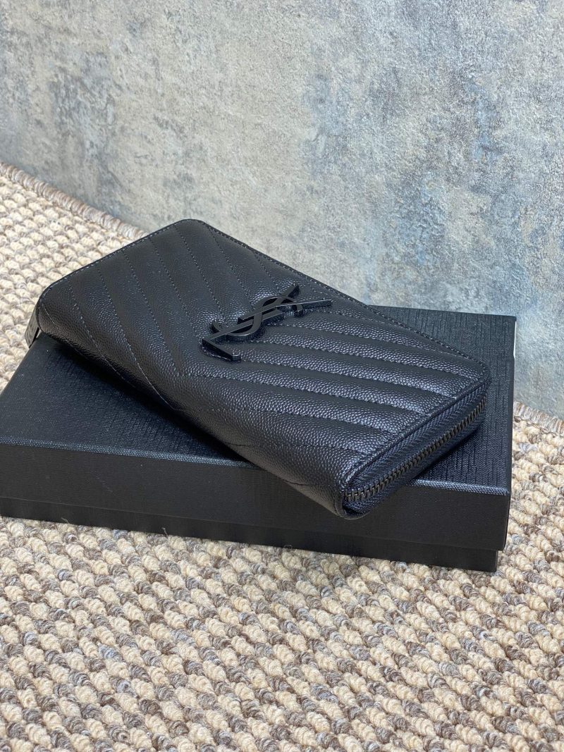 YSL Zippy Long Wallet Full Black Caviar Cowhide