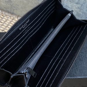 YSL Zippy Long Wallet Full Black Caviar Cowhide