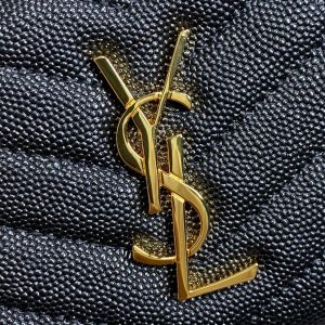 YSL Cassandre Matelassé Compact Zip-Around Wallet Black Caviar Cowhide GHW