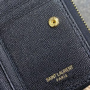 YSL Cassandre Matelassé Compact Zip-Around Wallet Black Caviar Cowhide GHW