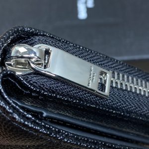 YSL Cassandre Matelassé Compact Zip-Around Wallet Black Caviar Cowhide Sliver HW