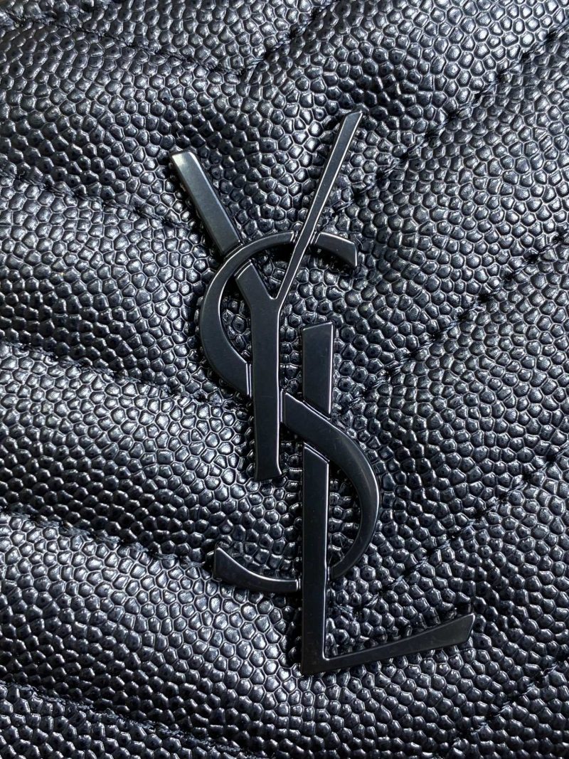 YSL Cassandre Matelassé Compact Zip-Around Wallet Full Black Caviar Cowhide