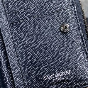 YSL Cassandre Matelassé Compact Zip-Around Wallet Full Black Caviar Cowhide