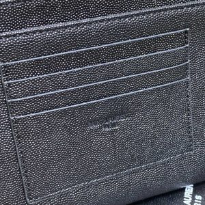 YSL Gold Hardware Logo Zipper Clutch 23cm Black Caviar Cowhide