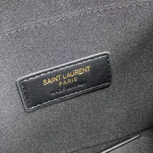 YSL Gold Hardware Logo Zipper Clutch 23cm Black Caviar Cowhide