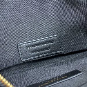 YSL Gold Hardware Logo Zipper Clutch 23cm Black Caviar Cowhide