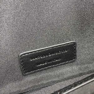 YSL Black Hardware Logo Zipper Clutch 23cm Black Caviar Cowhide