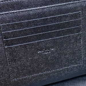 YSL Hardware Logo Zipper Clutch 23cm Black Caviar Cowhide