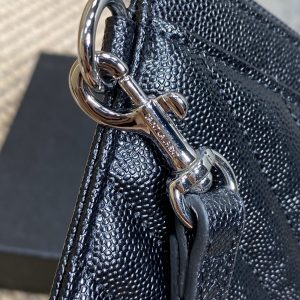 YSL Hardware Logo Zipper Clutch 23cm Black Caviar Cowhide