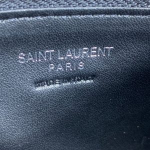 YSL Zip Coin Case With Card Full Black Caviar Cowhide GHW