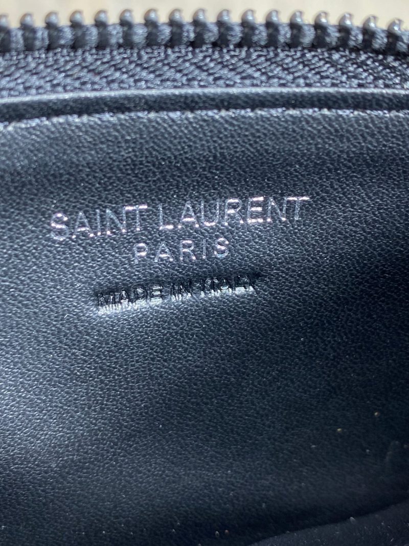 YSL Zip Coin Case With Card Full Black Caviar Cowhide GHW