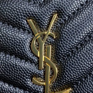 YSL Zip Coin Case With Card Black Caviar Cowhide GHW