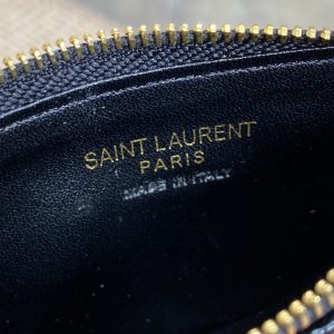 YSL Zip Coin Case With Card Black Caviar Cowhide GHW