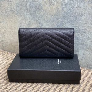 YSL Cassandre Envelope Flap Wallet Black Caviar Cowhide GHW