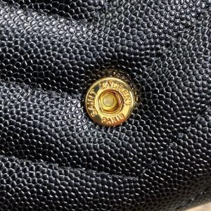 YSL Cassandre Envelope Flap Wallet Black Caviar Cowhide GHW