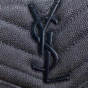 YSL Cassandre Envelope Flap Wallet Full Black Caviar Cowhide