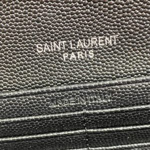 YSL Cassandre Envelope Flap Wallet Full Black Caviar Cowhide