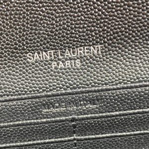 YSL Cassandre Envelope Flap Wallet Black Caviar Cowhide Sliver HW
