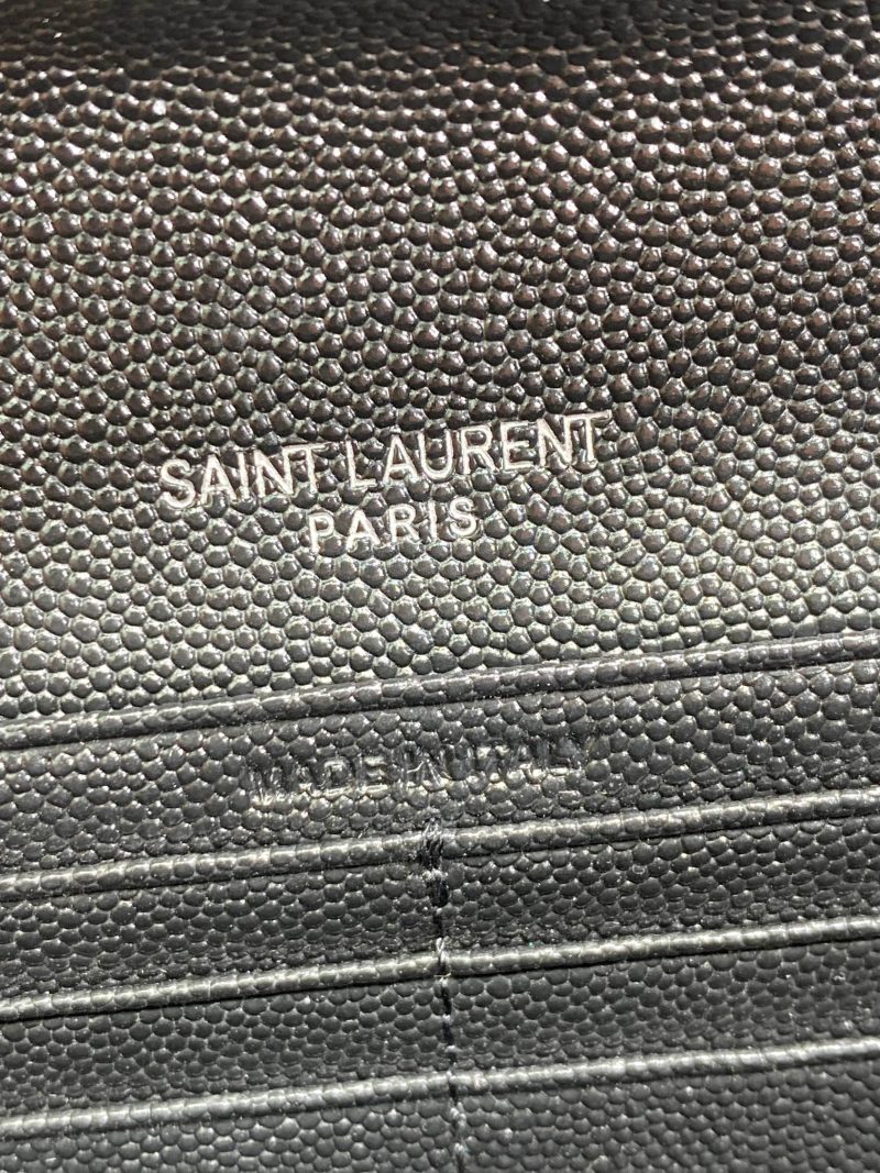 YSL Cassandre Envelope Flap Wallet Black Caviar Cowhide Sliver HW