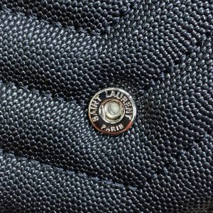 YSL Cassandre Envelope Flap Wallet Black Caviar Cowhide Sliver HW