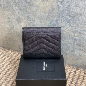 YSL Compact Flap Cassendre Wallet 10cm Black Leather GHW