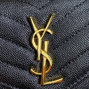 YSL Compact Flap Cassendre Wallet 10cm Black Leather GHW
