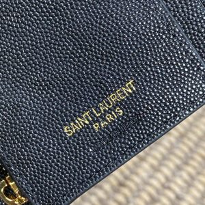 YSL Compact Flap Cassendre Wallet 10cm Black Leather GHW