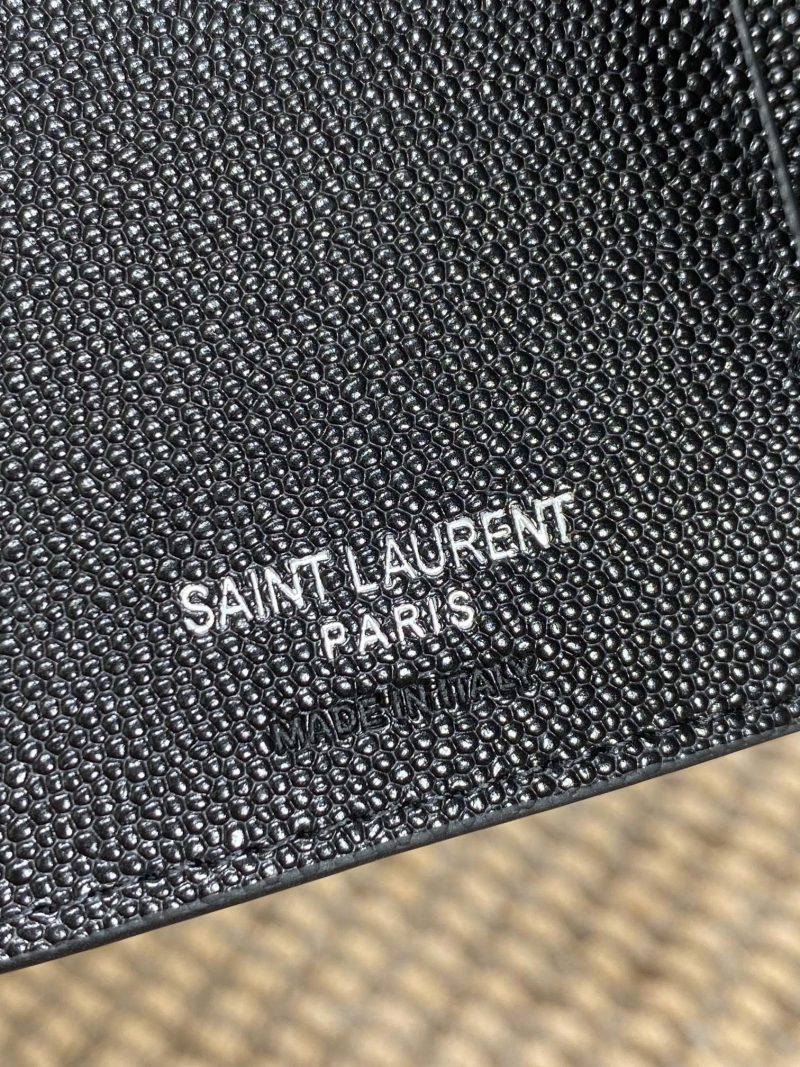 YSL Compact Flap Cassendre Wallet 10cm Black Leather Sliver HW