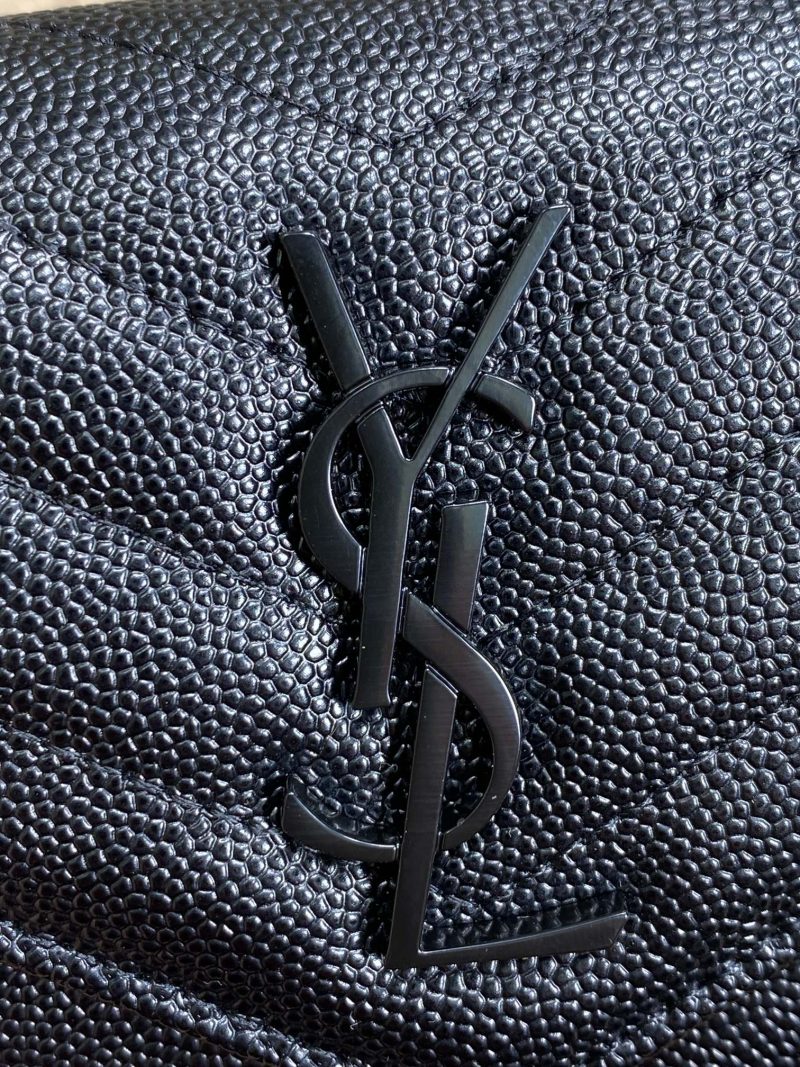 YSL Compact Flap Cassendre Wallet 10cm Full Black Leather