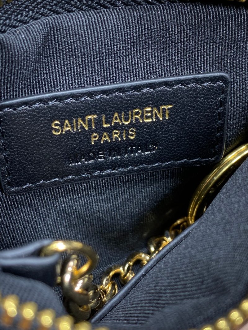 YSL Hook & Chain Zipper Coin Purse Caviar Cowhide GHW