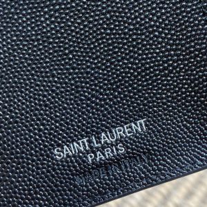 YSL Monogram Wallet Wallet 13cm Black Caviar Cowhide Sliver HW