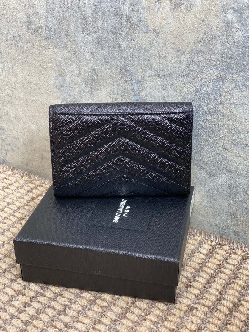 YSL Monogram Card Flap Wallet 13.5cm All Black Caviar Cowhide